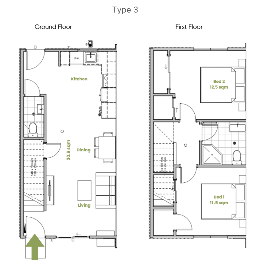 Duggan Terraces Floor plan of a two-story house