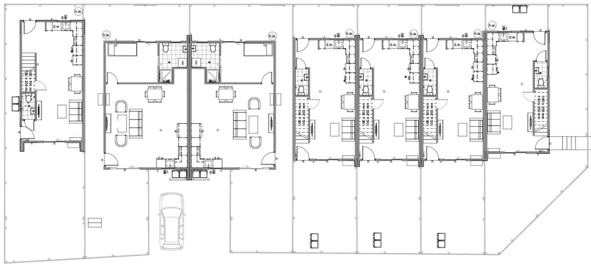Duggan Terraces Siteplan Architectural floor plan of buildings.
