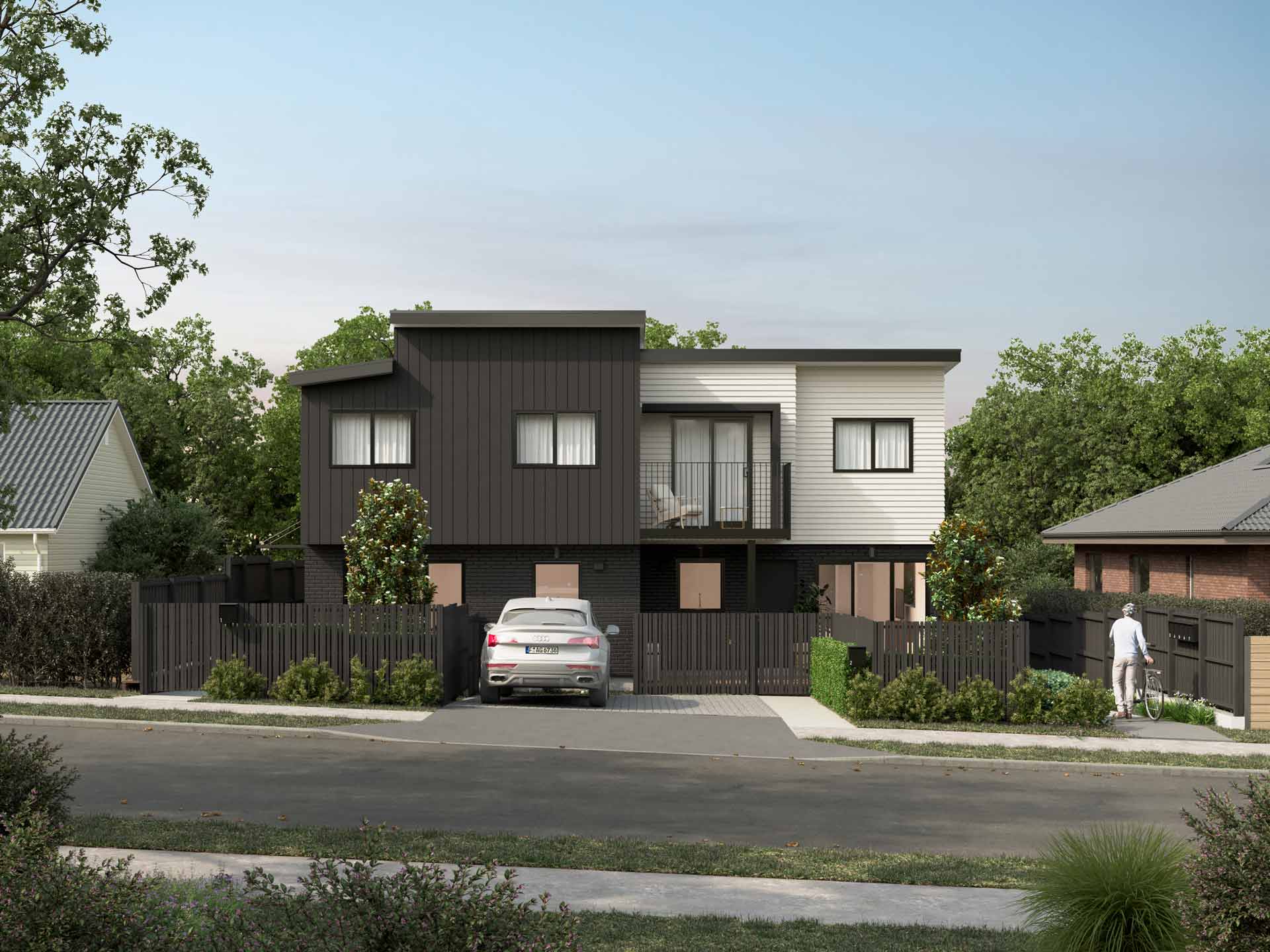 La Trobe Terraces 9 La Trobe Terraces Modern residential buildings with landscaping.