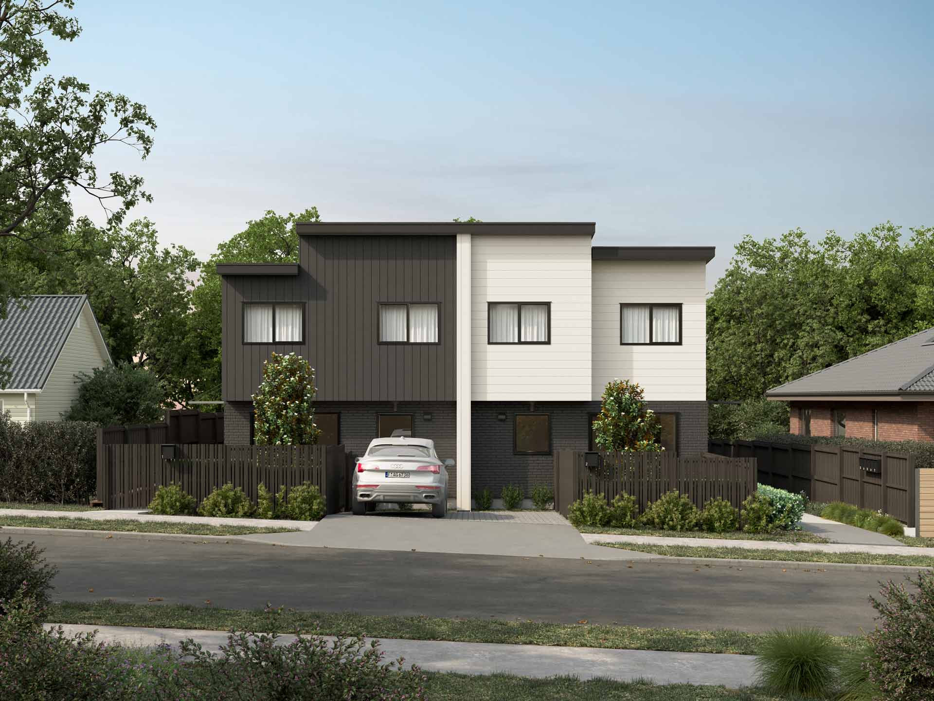 La Trobe Terraces 8 La Trobe Terraces Modern residential buildings with landscaping.